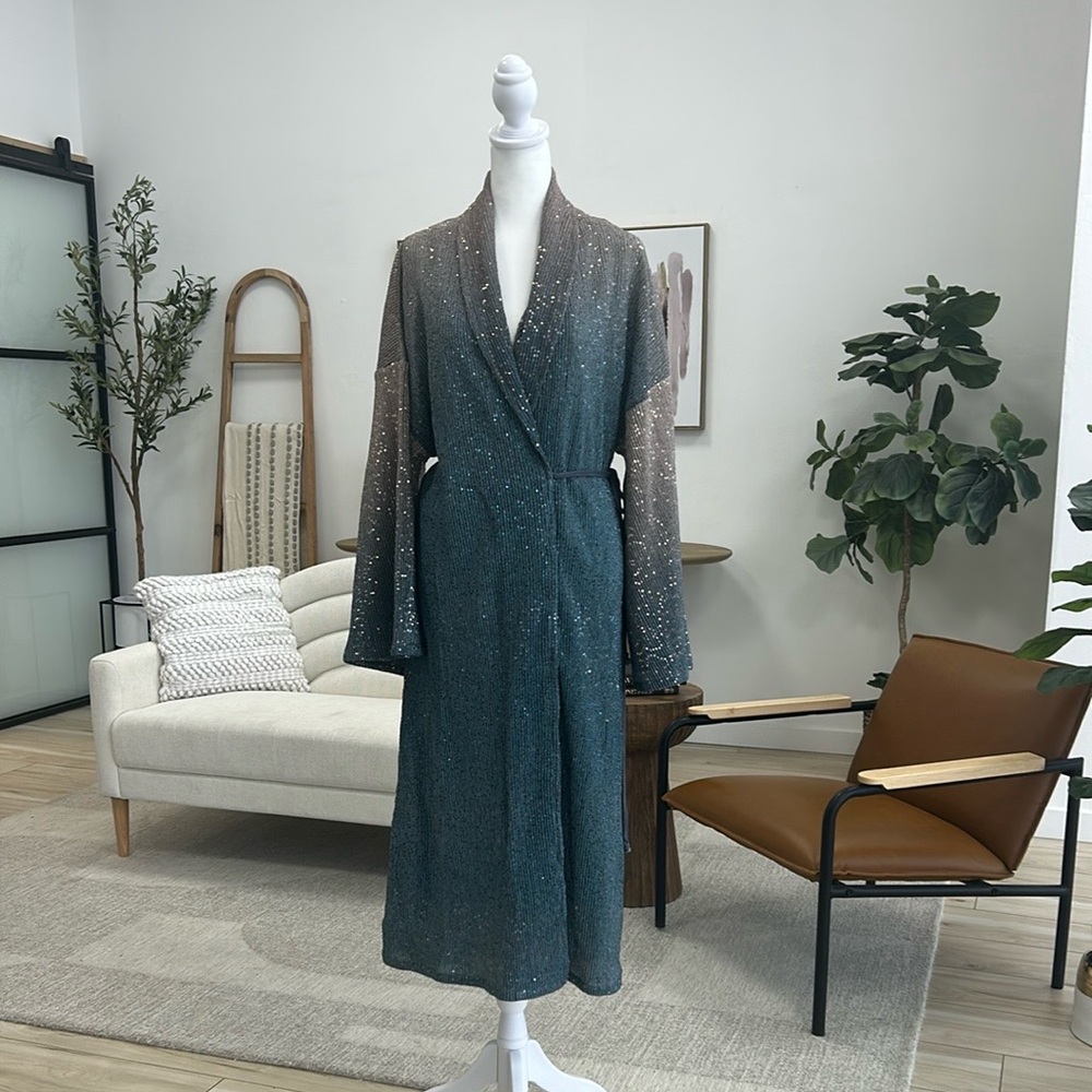 Anthropologie Purple and Blue ombré duster with Bishop Sleeves - Picture 2 of 8